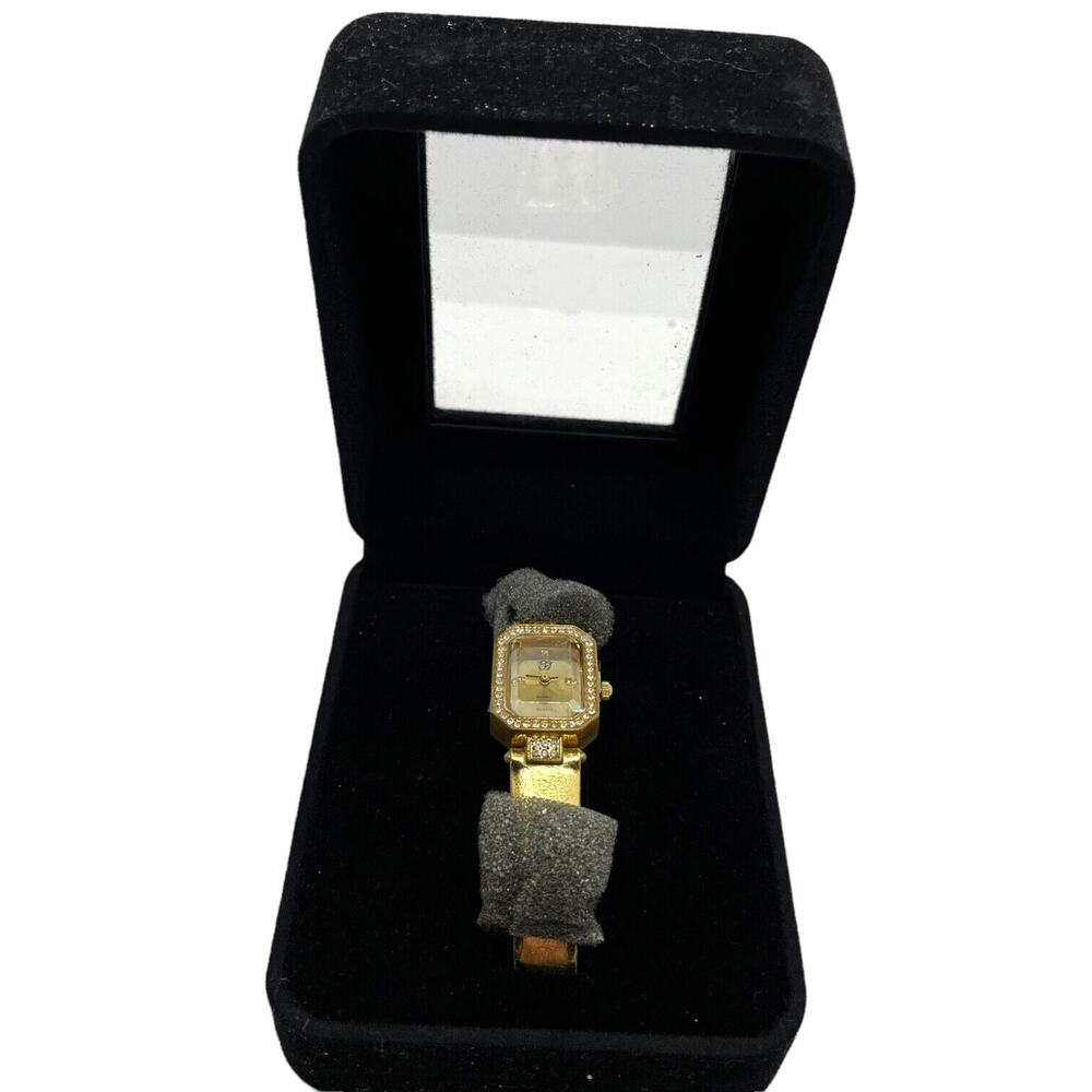 Elizabeth Taylor Watch Ladies Gold Tone Japan Movement Rhinestone Face New Retro